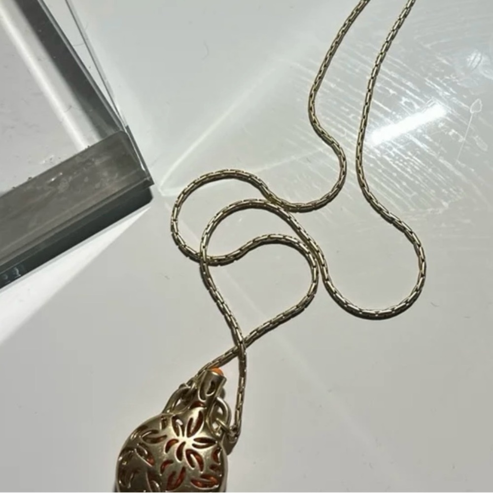 Lia Sophia Gold Necklace with orange accents. - Picture 3 of 6